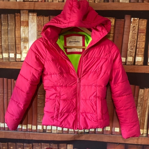 Magenta pink Abercrombie & Finch Puffer Coat hooded Size S (7/8)‎